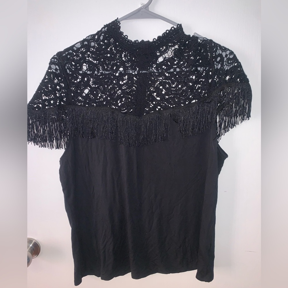 Women’s Blouse with Lace & Fringe
